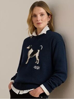 Lauren Ralph Lauren Intarsia-Knit Dog Knit Sweater